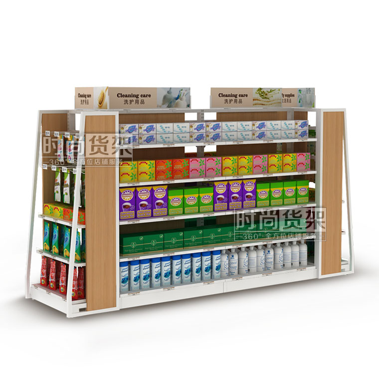 便利店貨架_洗護(hù)用品（木板中島）